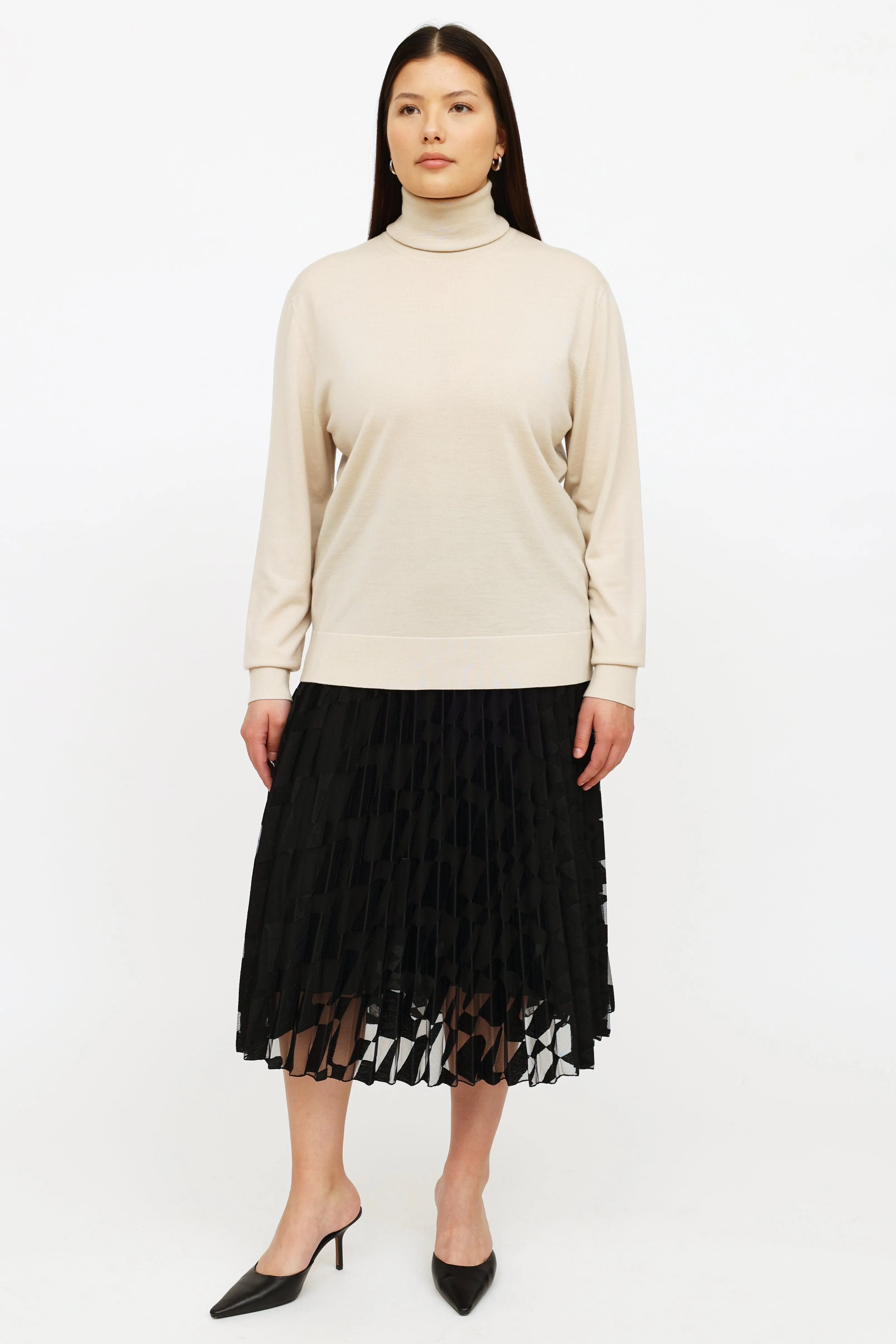 Beige Wool Knit Sweater