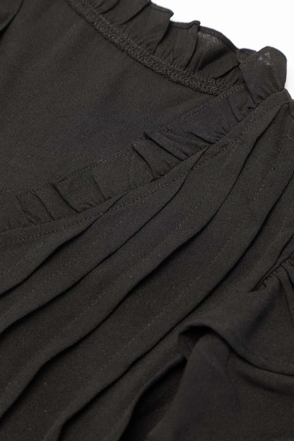 Black Ruffle Sleeve V Neck Frilled Shift Dress - Cute Sexy Chic Style