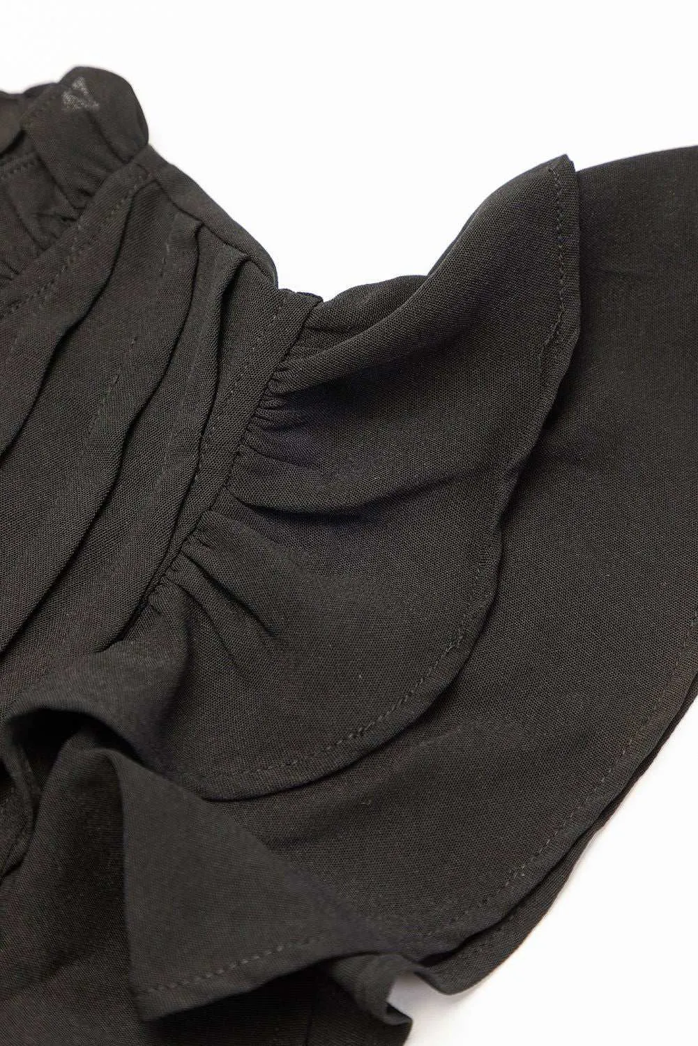 Black Ruffle Sleeve V Neck Frilled Shift Dress - Cute Sexy Chic Style