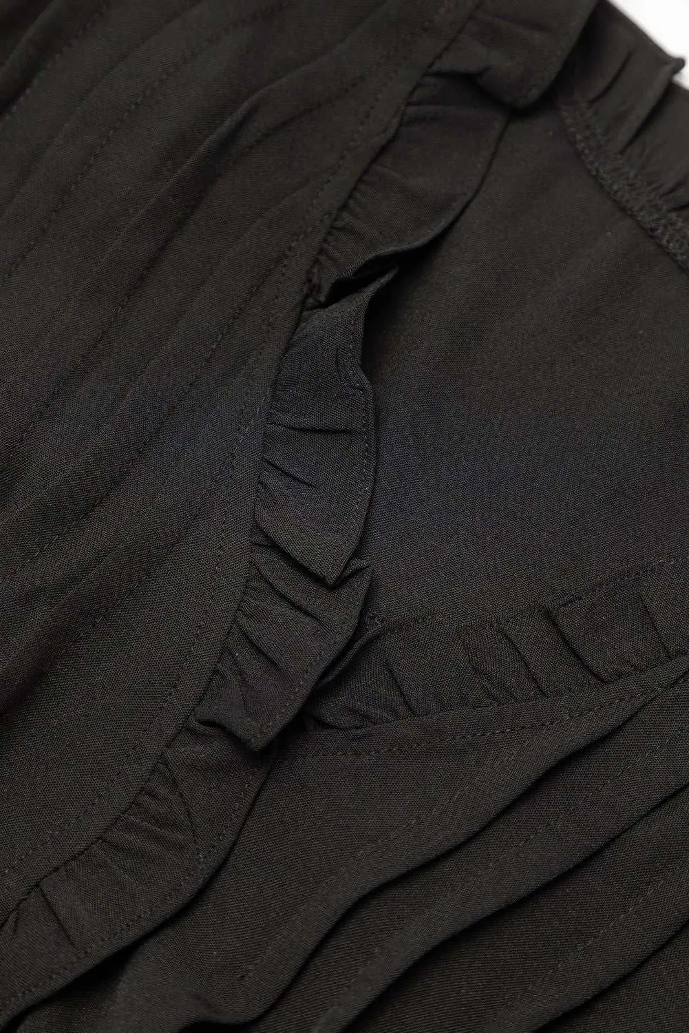 Black Ruffle Sleeve V Neck Frilled Shift Dress - Cute Sexy Chic Style