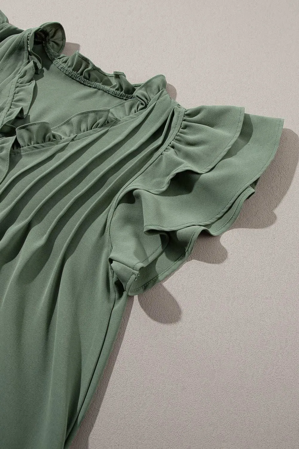 Black Ruffle Sleeve V Neck Frilled Shift Dress - Cute Sexy Chic Style