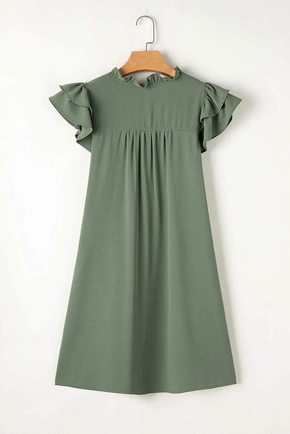 Black Ruffle Sleeve V Neck Frilled Shift Dress - Cute Sexy Chic Style