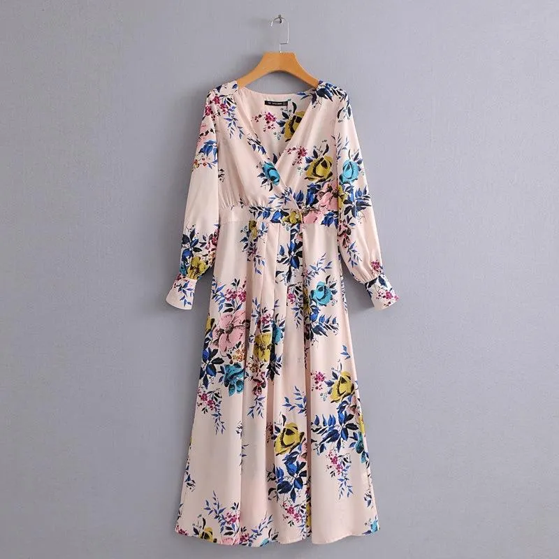 Bohemian Holiday V-neck Floral Sexy Split Dress
