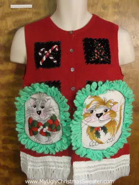 Candy Canes and Berries Cat Christmas Sweater Vest