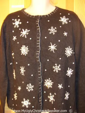 Cheap Black Snowflake Christmas Sweater