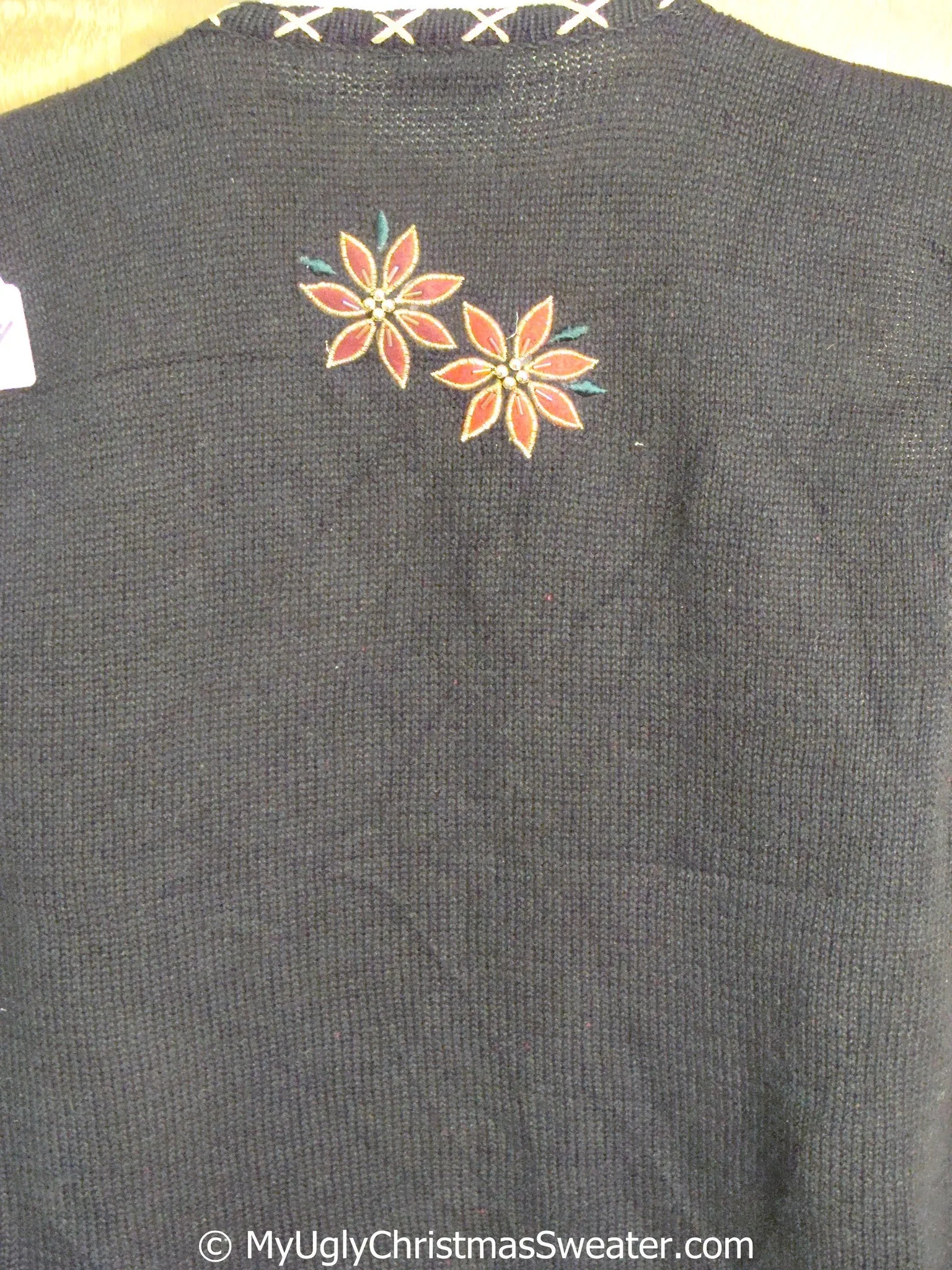 Cheap Poinsettetia Themed Christmas Sweater Vest