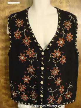Cheap Poinsettetia Themed Christmas Sweater Vest