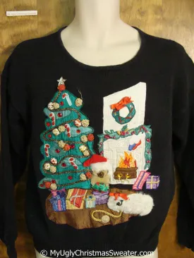 Christmas Sweater with 80s Glam Bling and Tree