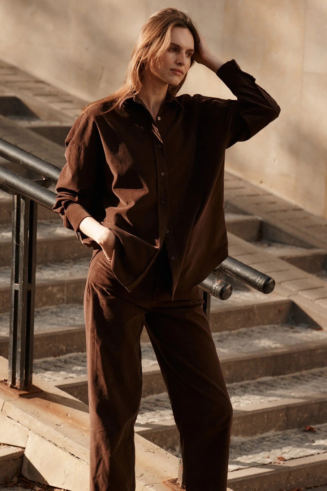 Cotton corduroy shirt / 12 / 16 / ebony wood