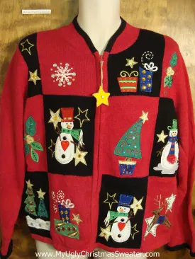 Cute Snowmen and Gifts and Pointy Trees Ugly Christmas Sweater