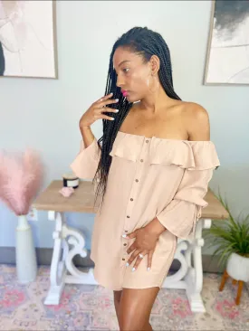 Dusty Pink Romantic Bell Sleeve Dress