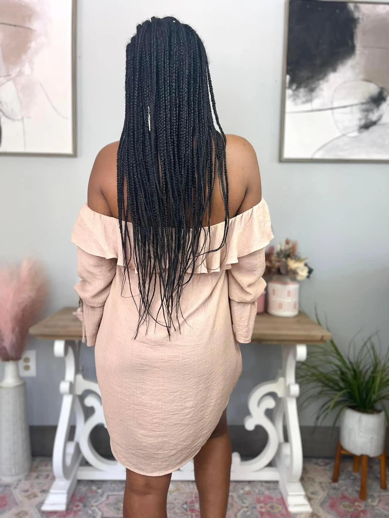 Dusty Pink Romantic Bell Sleeve Dress