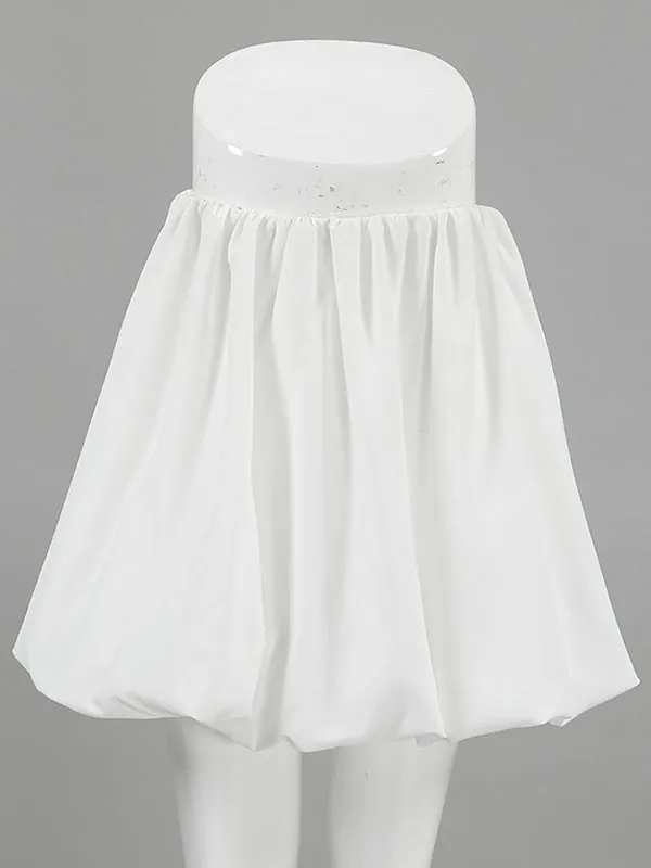 Elasticity Pleated Solid Color A-Line Loose Skirts Bottoms