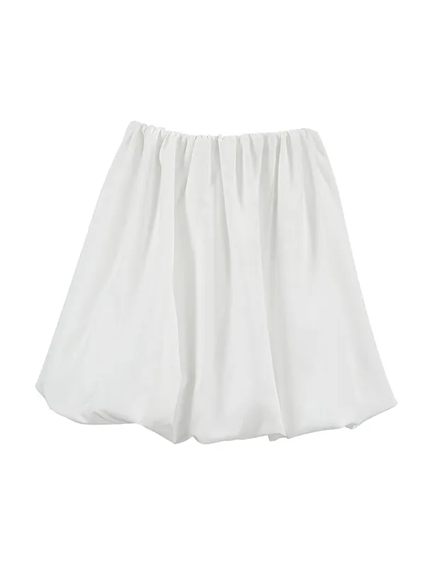 Elasticity Pleated Solid Color A-Line Loose Skirts Bottoms
