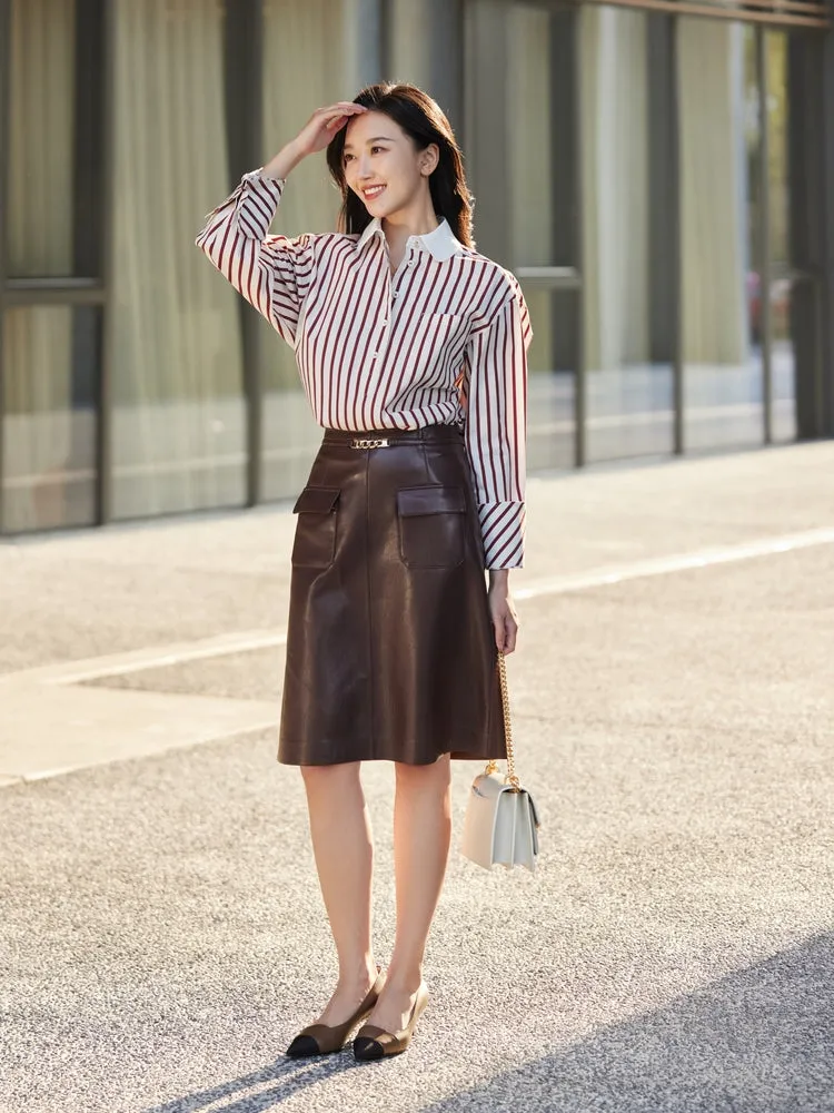 EP YAYING PU Leather High-Waisted Mini Skirt