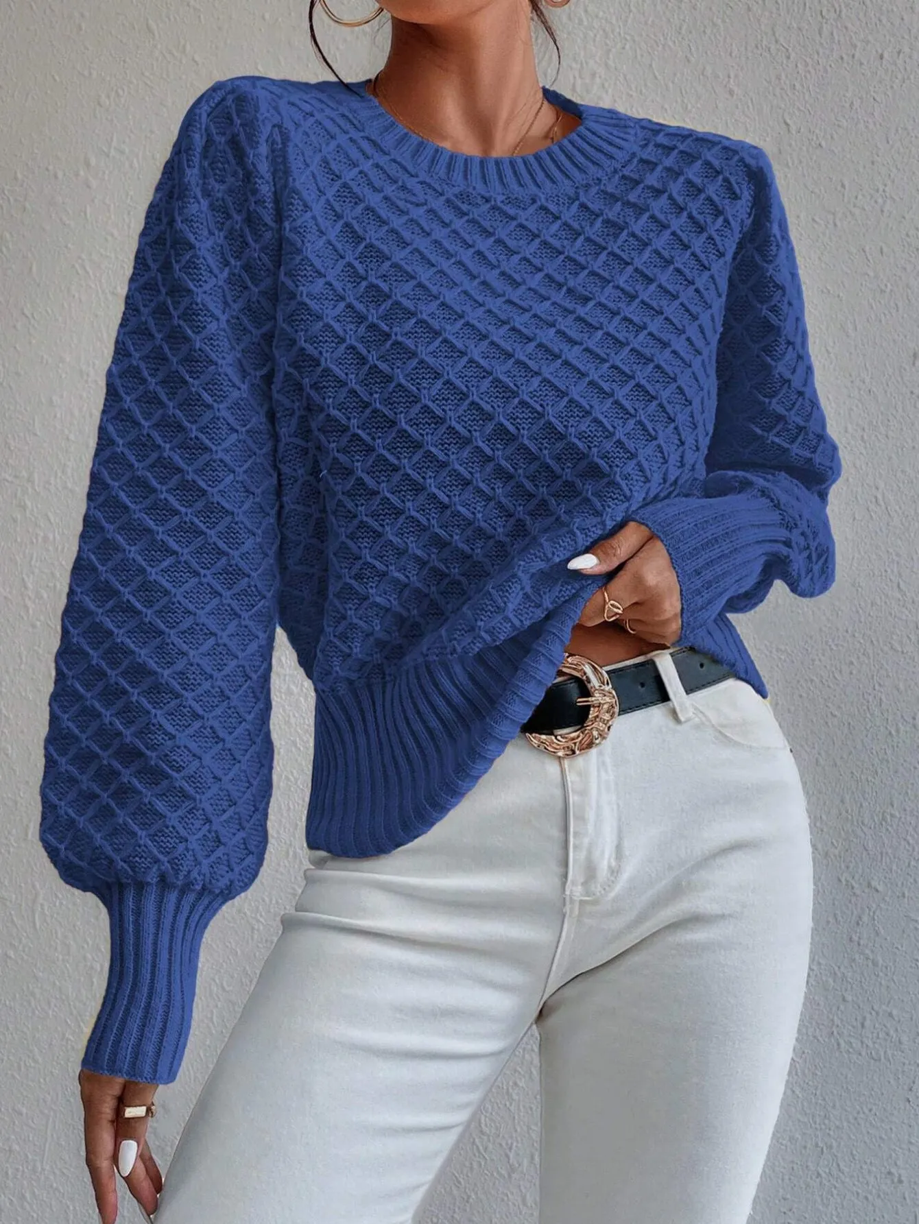 Fashion Round Neck Pullover Long Sleeve Sweater