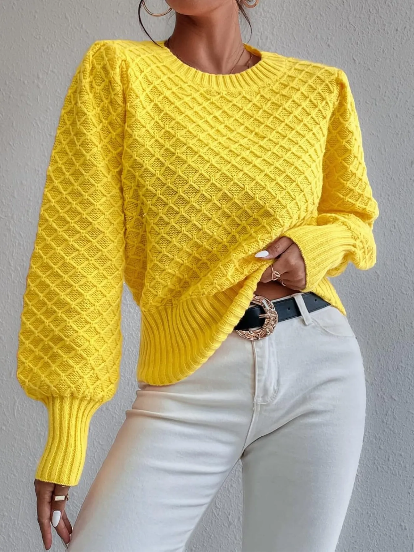 Fashion Round Neck Pullover Long Sleeve Sweater