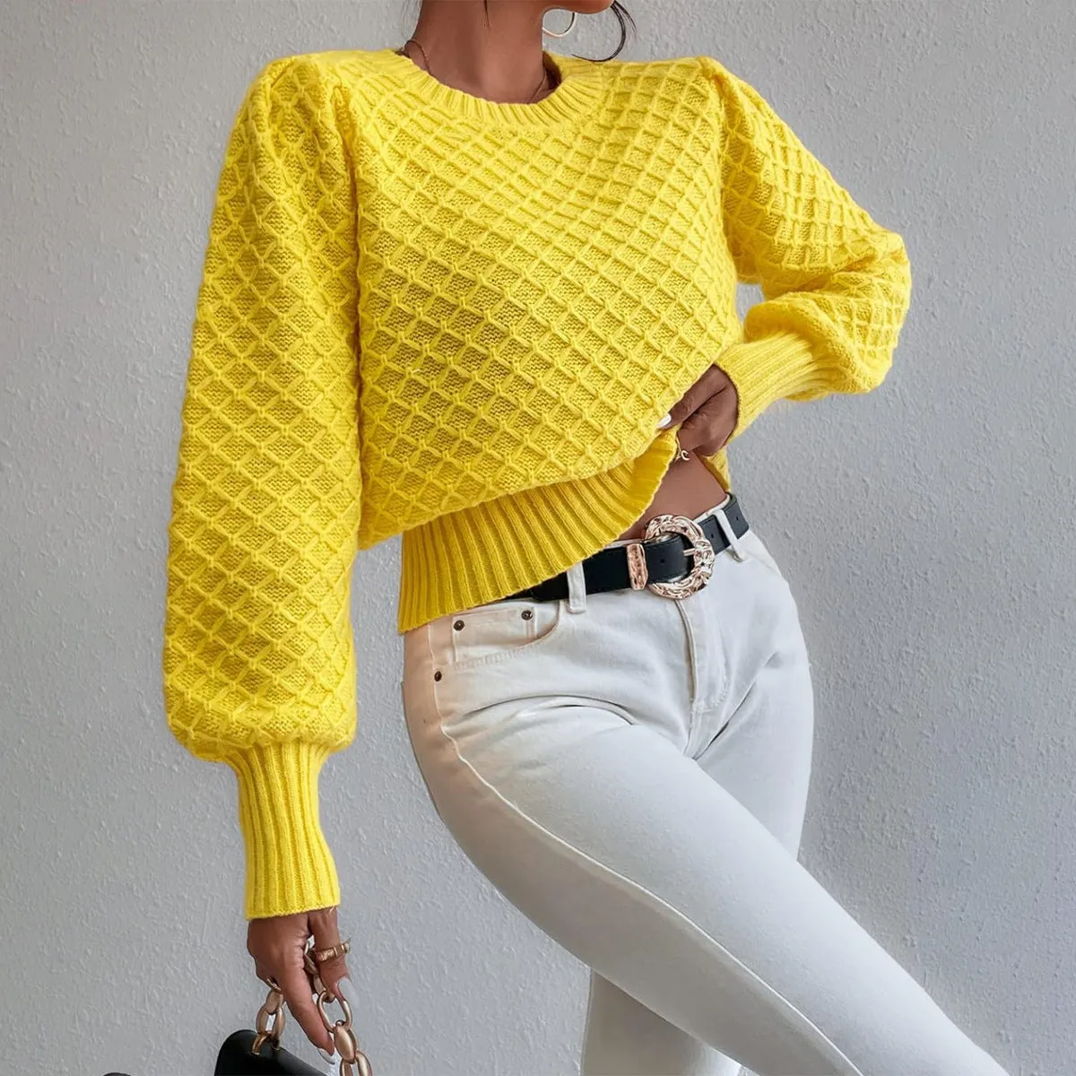 Fashion Round Neck Pullover Long Sleeve Sweater