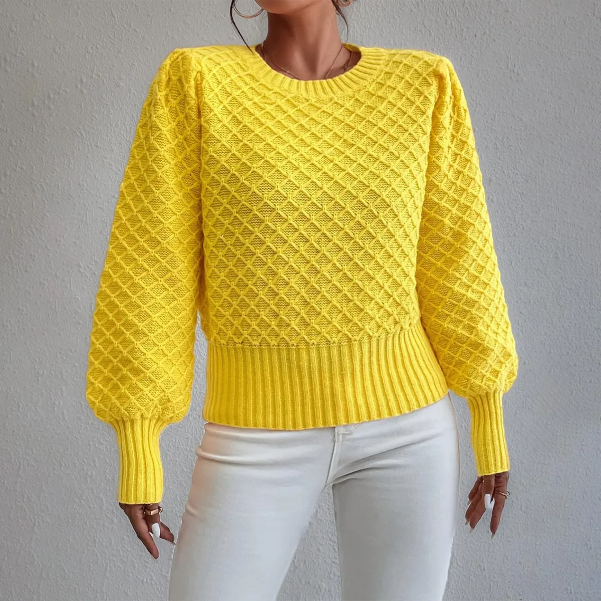 Fashion Round Neck Pullover Long Sleeve Sweater