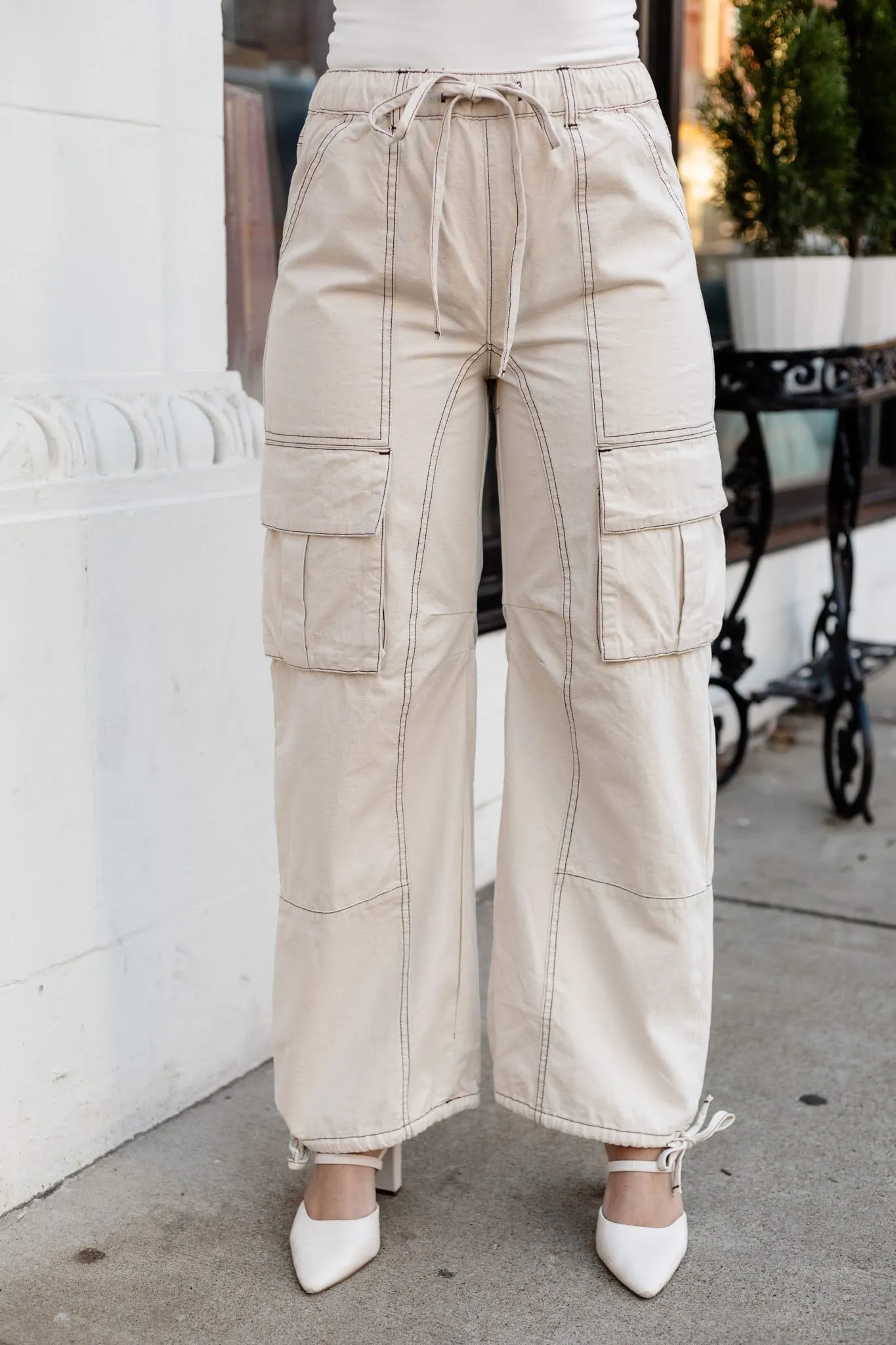 Hey Angel Cargo Pants - Vanilla Khaki