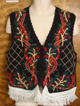 Holly and Ribbons Funny Christmas Sweater Vest