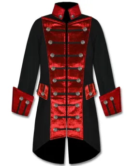 Men's Coats - Velvet Trim Steampunk Vampire Goth Pirate Cotton Coat