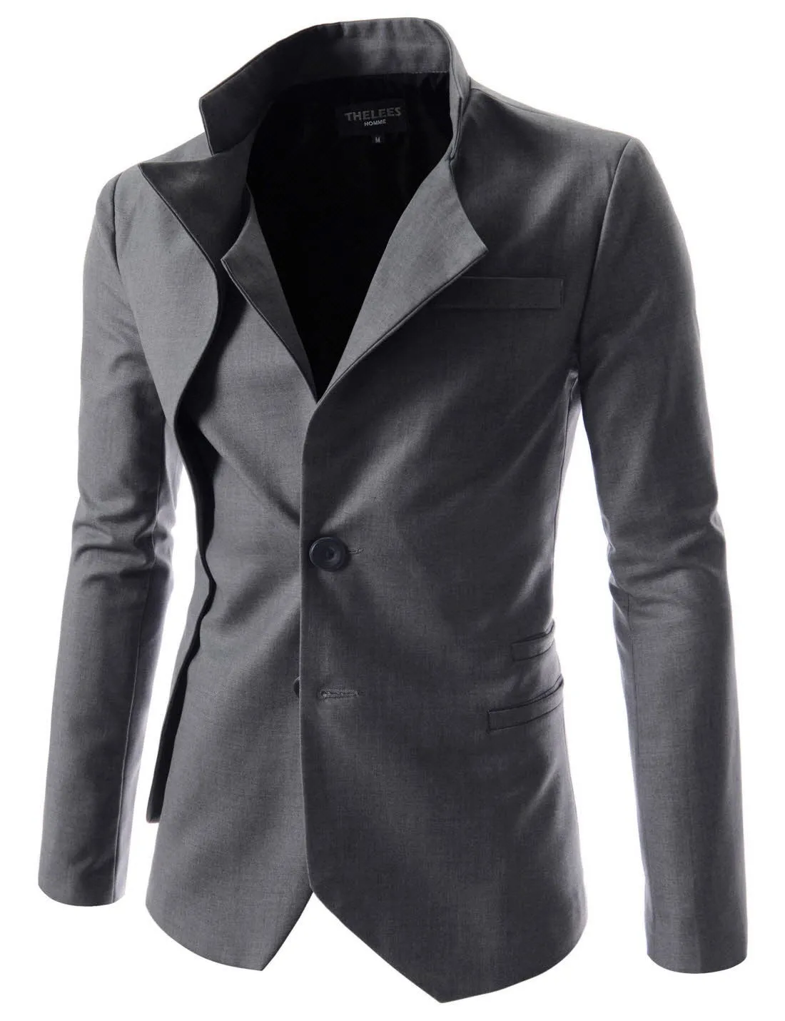 Men's Goth Vintage Stand Collar Irregular Design Suit Jacket