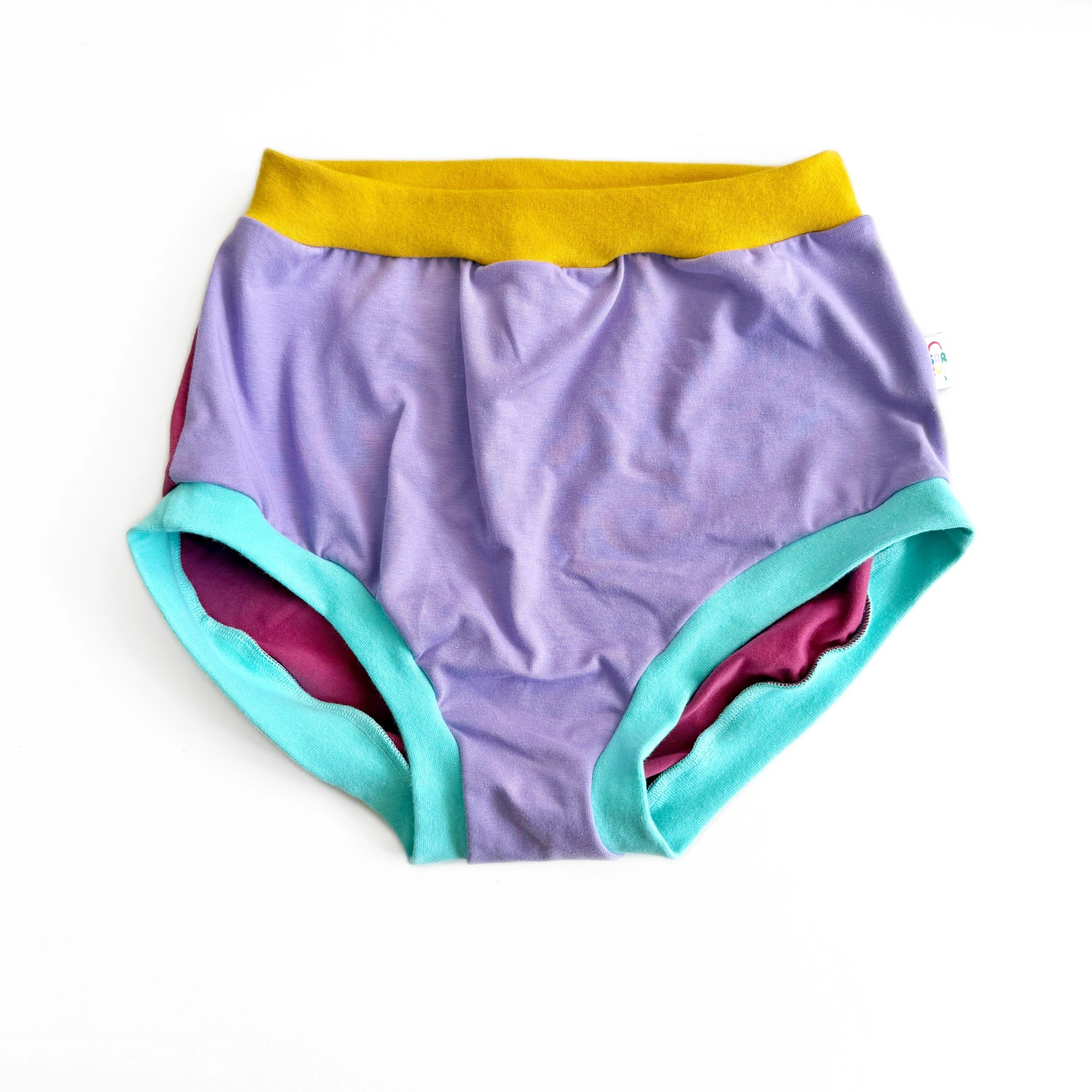 Pastel Colour Block High Waisted Adult Pants | Women's Knickers | Organic Cotton Underwear