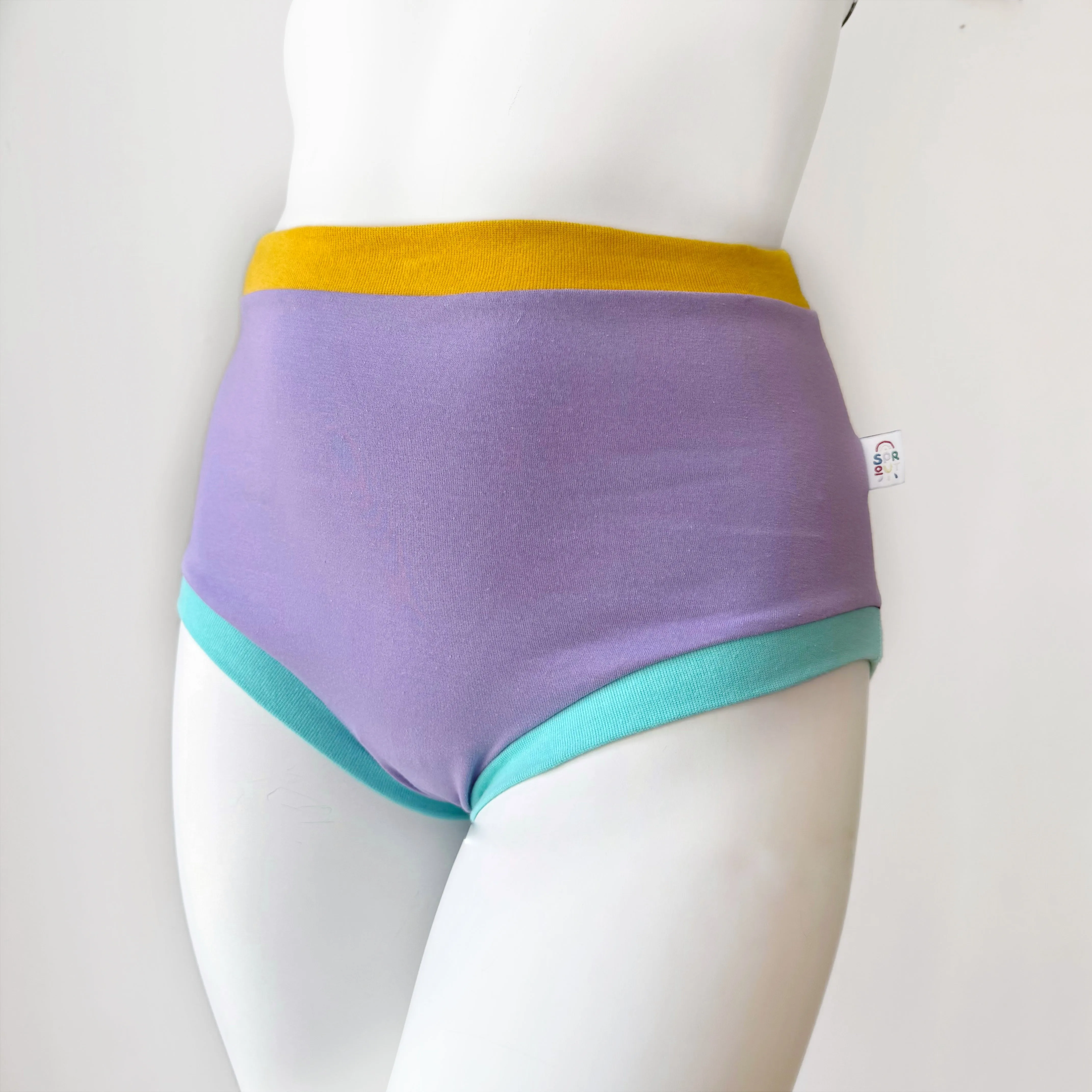 Pastel Colour Block High Waisted Adult Pants | Women's Knickers | Organic Cotton Underwear