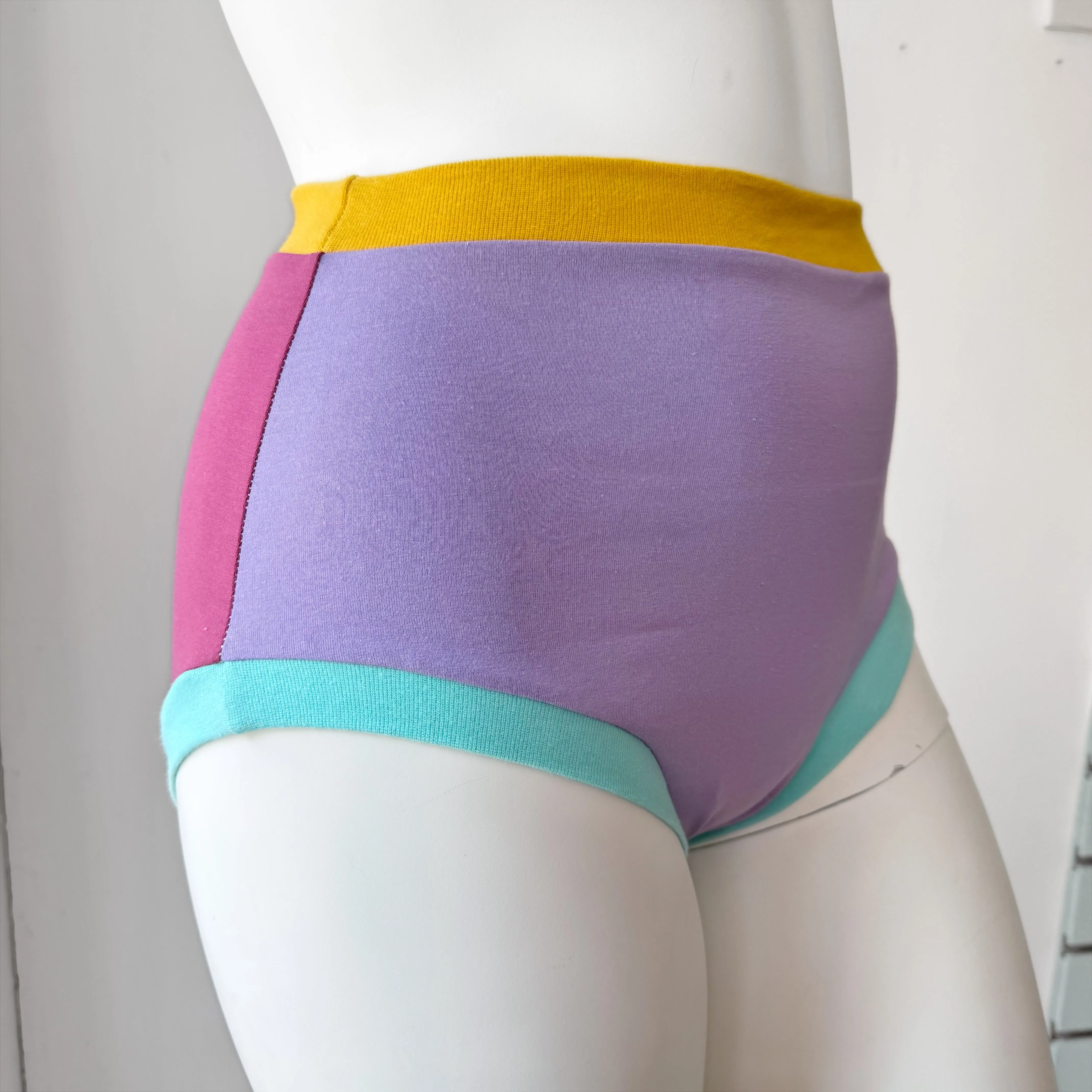 Pastel Colour Block High Waisted Adult Pants | Women's Knickers | Organic Cotton Underwear