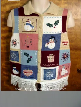 Patchwork Decorations Ugly Christmas Jumper Vest