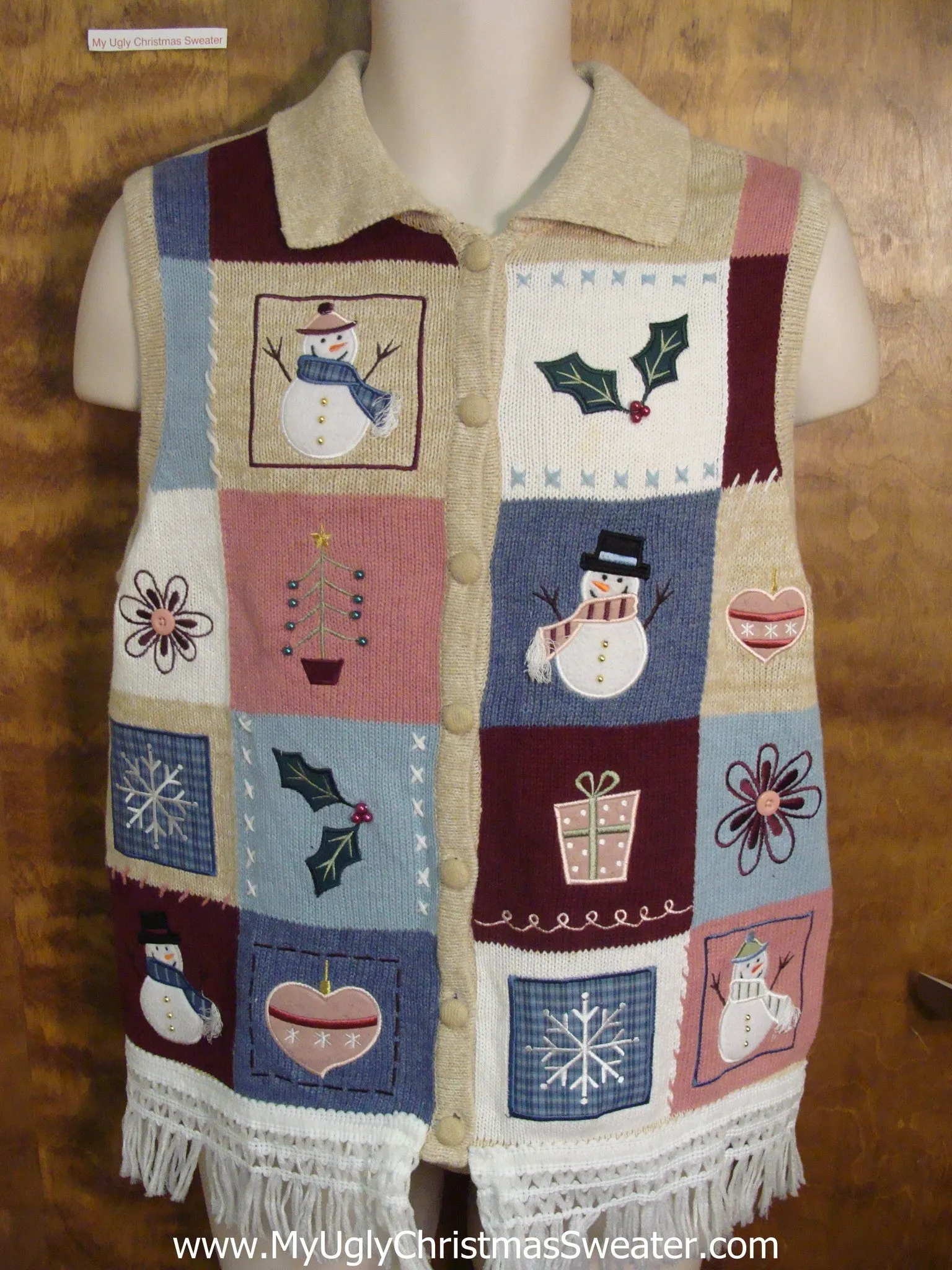 Patchwork Decorations Ugly Christmas Jumper Vest