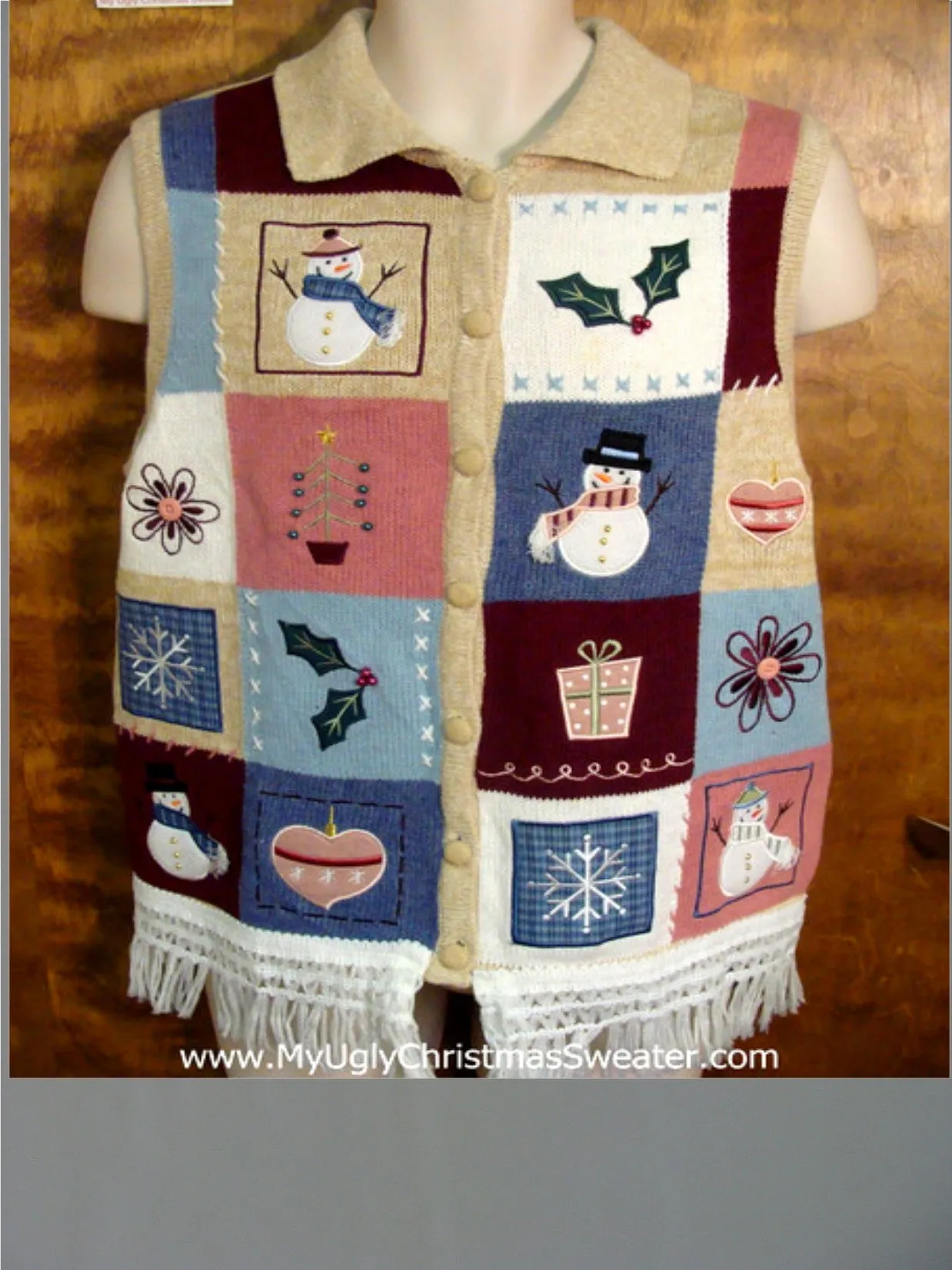 Patchwork Decorations Ugly Christmas Jumper Vest
