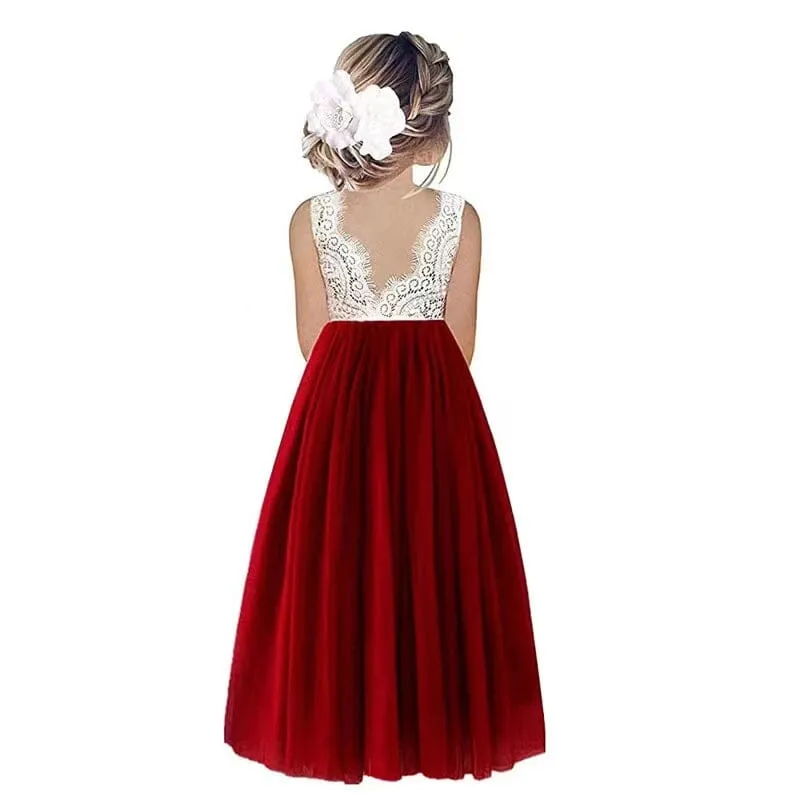 Princess Lace Backless Tulle A-line Dress