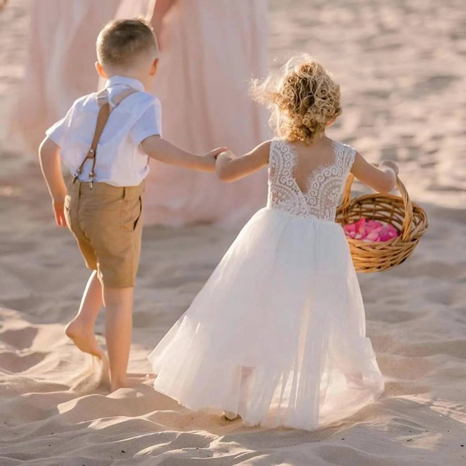Princess Lace Backless Tulle A-line Dress