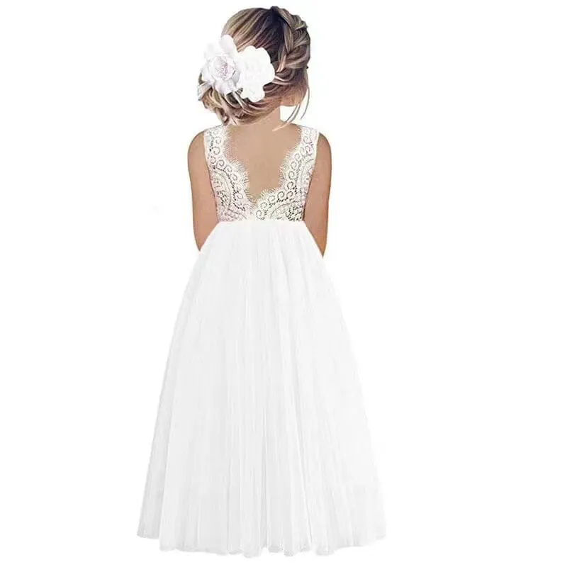Princess Lace Backless Tulle A-line Dress