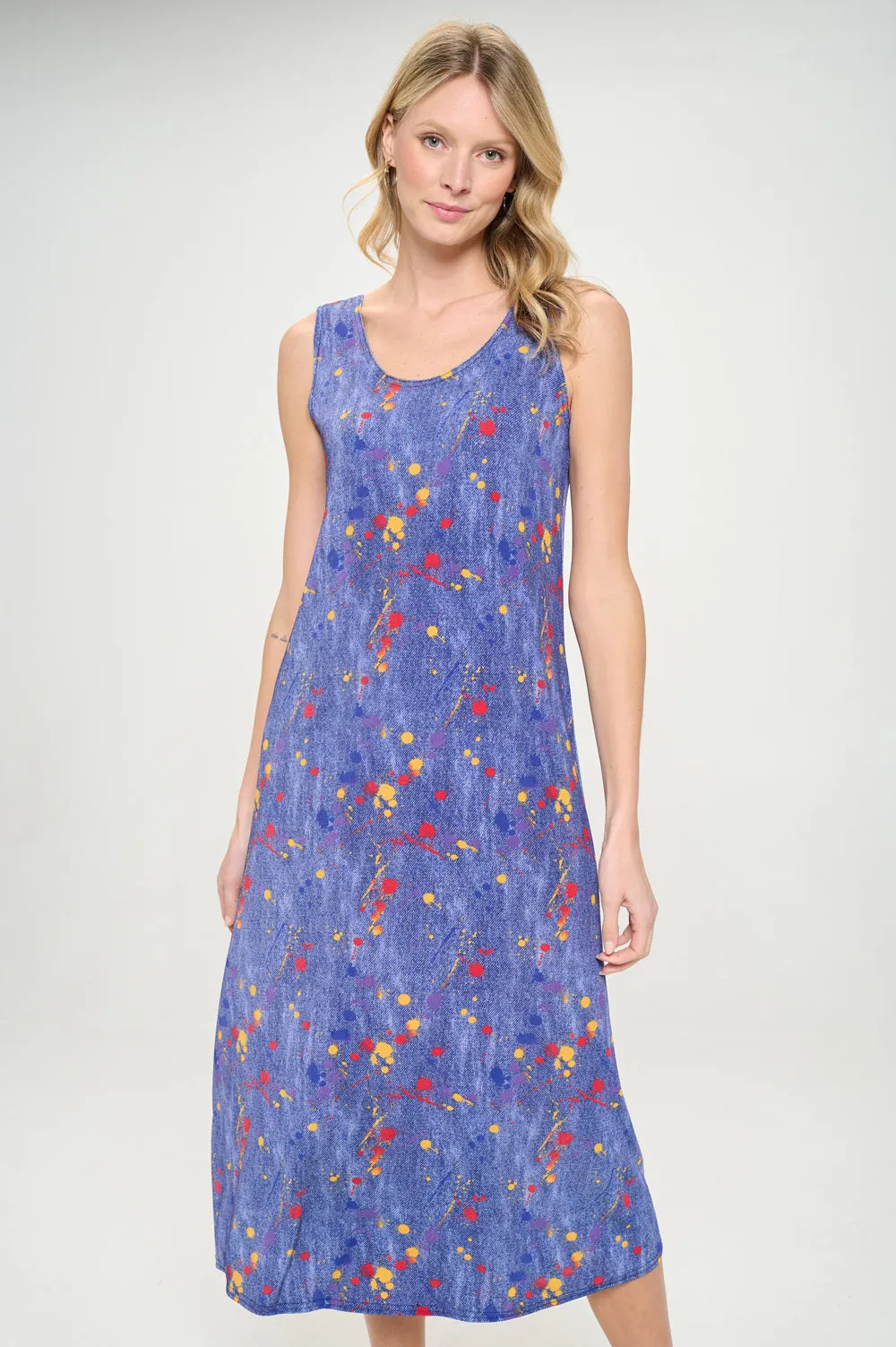 Print  Long Tank Dress-7000BN-TRD1-D006