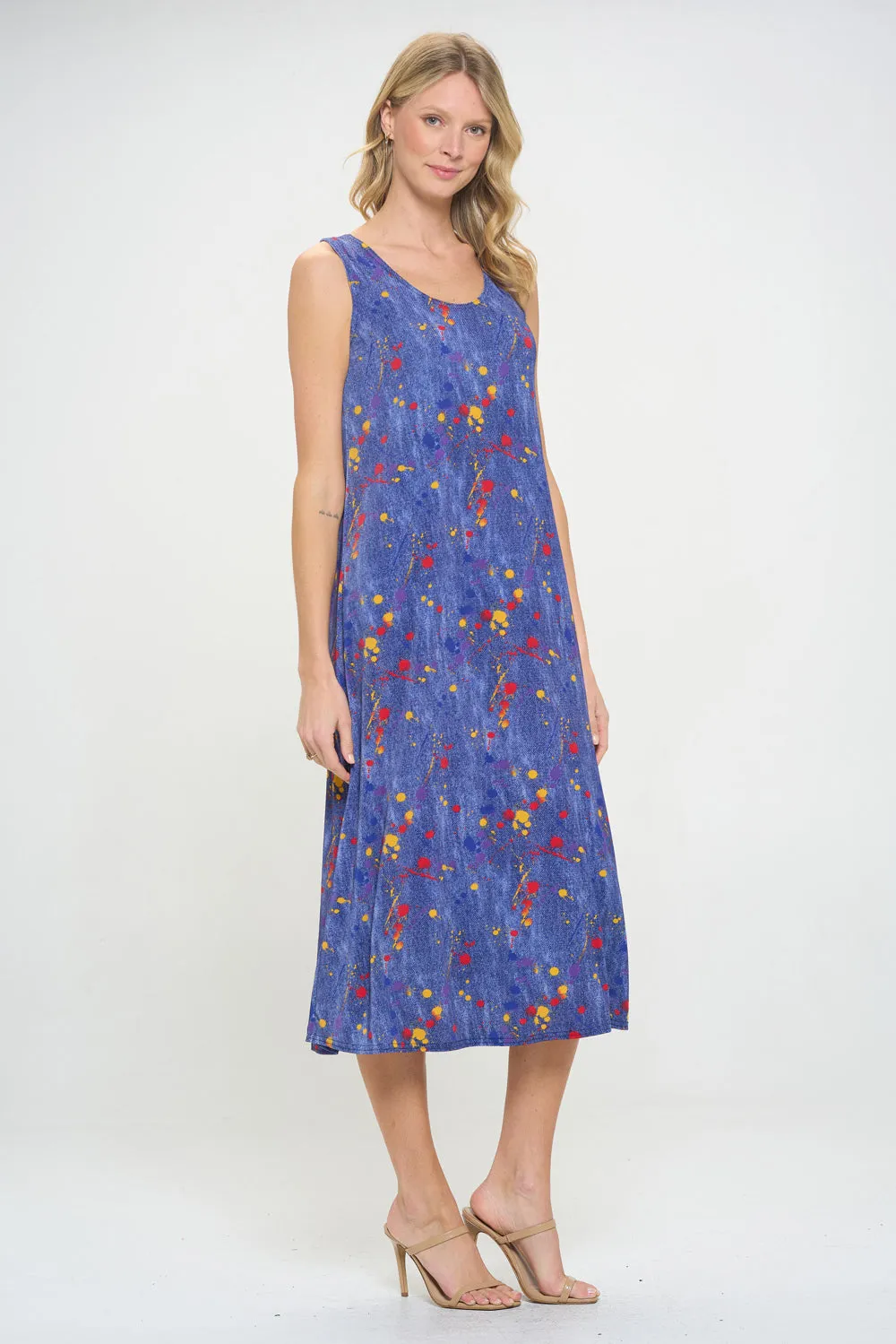 Print  Long Tank Dress-7000BN-TRD1-D006
