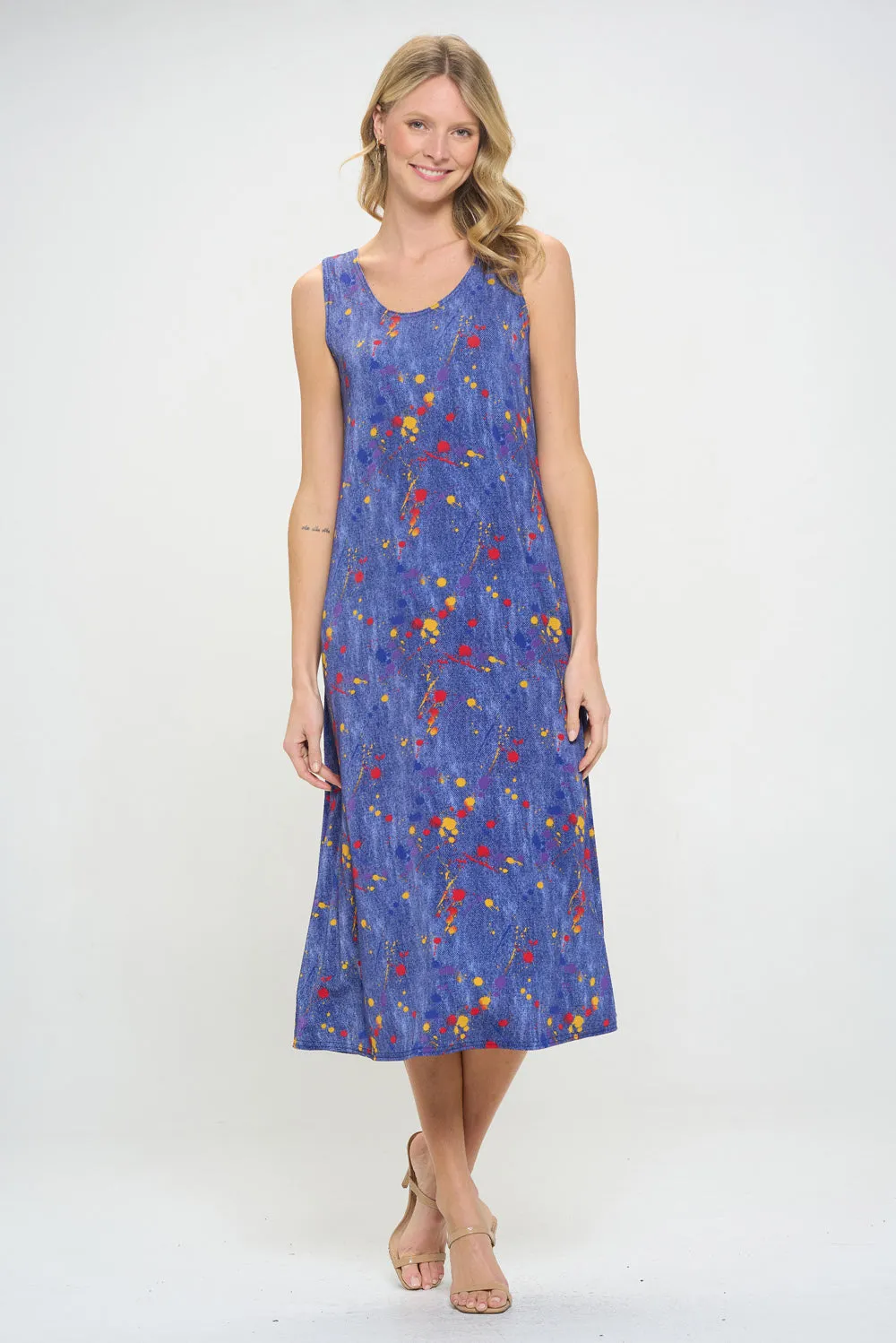 Print  Long Tank Dress-7000BN-TRD1-D006