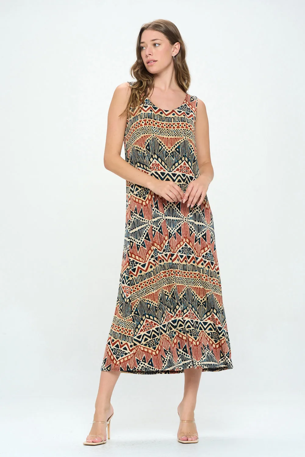 Print Long Tank Dress Print -7000BN-TRP1-W381