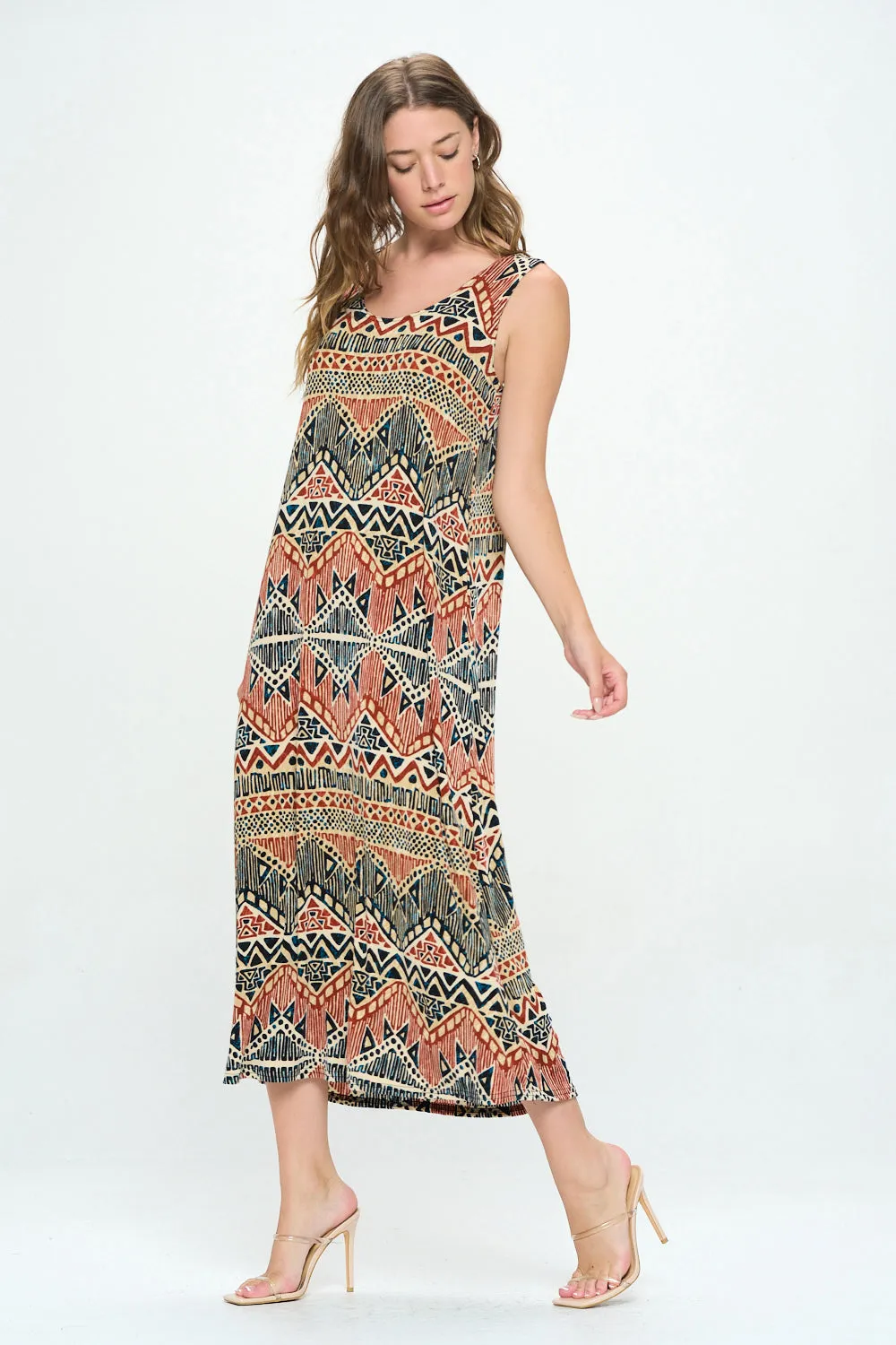 Print Long Tank Dress Print -7000BN-TRP1-W381