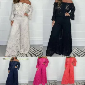  Spring sale-50% OFF  Women's two-piece set: lace top   wide-leg trousers Buy 2 get free shipping