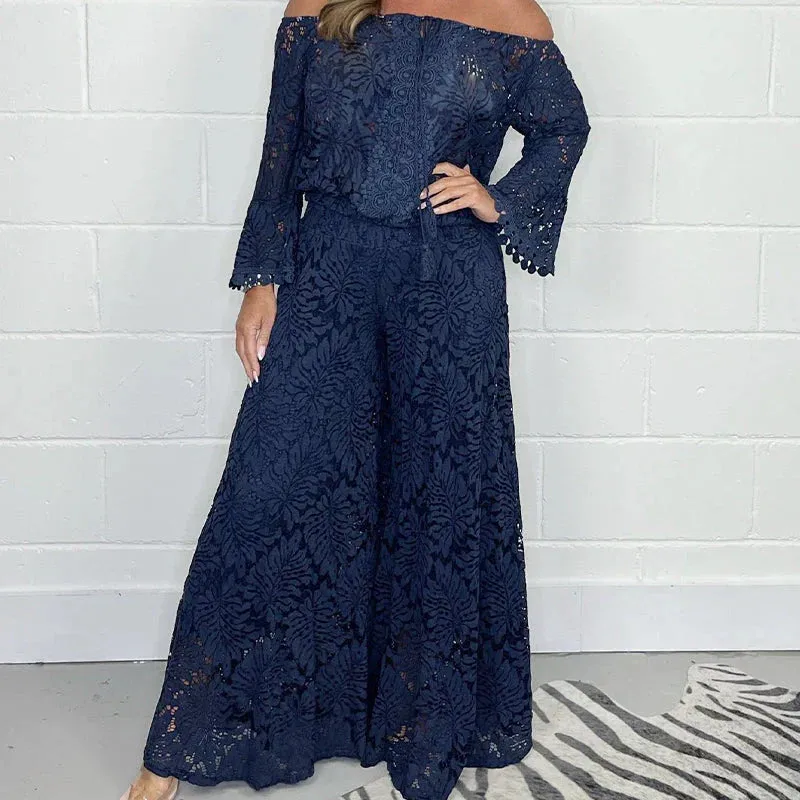  Spring sale-50% OFF  Women's two-piece set: lace top   wide-leg trousers Buy 2 get free shipping
