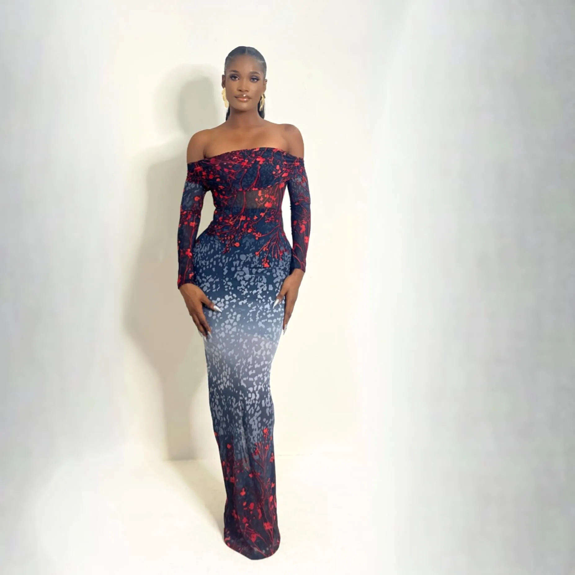 Tokyo Mesh Dress (Midnight Bloom)