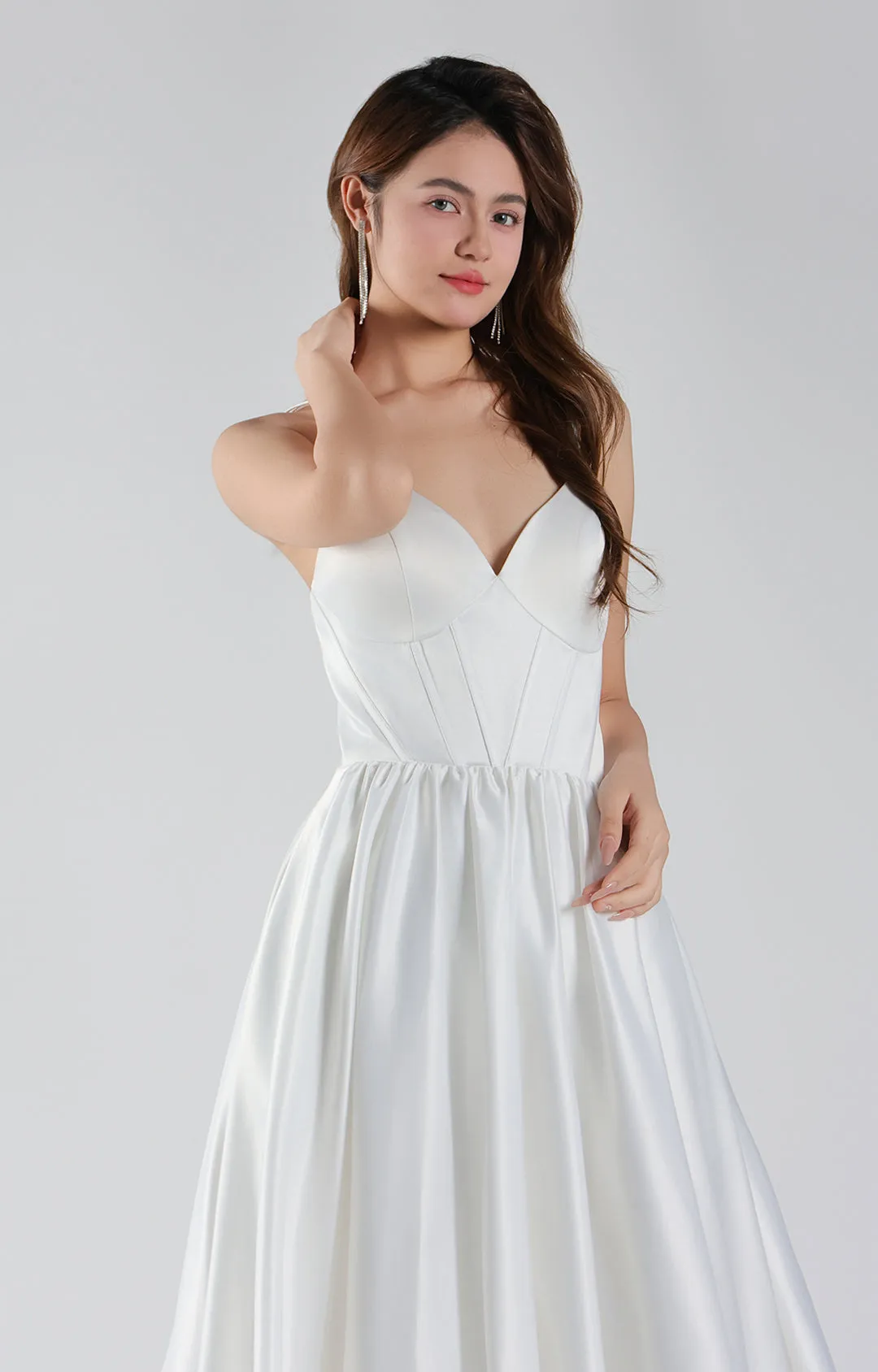 V-Neck Cross Adjustable Straps Bodice A-Line Dresses